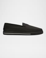 Image 1 of 6: Prada Men's Triangle Logo Nylon Slip-On Loafers