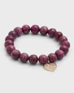 Image 3 of 5: Sydney Evan Bracelet with Large Pave Heart Charm