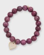 Image 1 of 5: Sydney Evan Bracelet with Large Pave Heart Charm