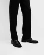 Image 2 of 6: Fendi Men's Tonal FF-Monogram Leather Loafers