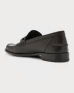 Image 3 of 6: Fendi Men's Tonal FF-Monogram Leather Loafers