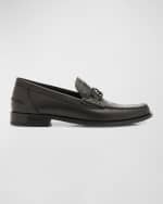 Image 1 of 6: Fendi Men's Tonal FF-Monogram Leather Loafers