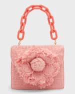 Image 1 of 6: Oscar de la Renta Mini Flower Tweed Chain Shoulder Bag