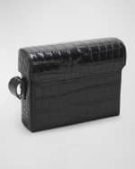Image 4 of 5: Saint Laurent June Box YSL Crossbody Bag in Croc-Embossed Leather