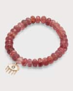 Image 3 of 5: Sydney Evan 8mm Faceted Cherry Quartz Bead Bracelet With Kaleidoscope Eye Charm