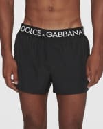 Image 2 of 5: Dolce&Gabbana Men's Logo-Waistband Swim Shorts