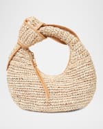 Image 1 of 6: POOLSIDE The Josie Knot Raffia Top-Handle Bag