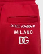 Image 3 of 4: Dolce&Gabbana Boy's Embroidered Logo-Print Joggers, Size 8-14