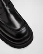 Image 5 of 5: Bottega Veneta Men's Lug-Sole Leather Penny Loafers