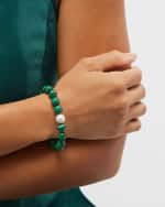 Image 2 of 5: NEST Jewelry Malachite and Pearl Stretch Bracelet