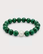 Image 1 of 5: NEST Jewelry Malachite and Pearl Stretch Bracelet