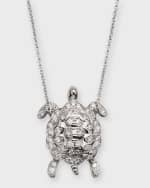 Image 1 of 5: Roberto Coin 18K White Gold Diamond Turtle Pendant Necklace