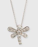 Image 1 of 5: Roberto Coin 18K White Gold Diamond Dragonfly Necklace