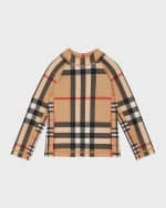 Image 5 of 6: Burberry Boy's Fisher Check-Print Rashguard, Size 6M-2