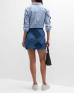 Image 3 of 6: E.L.V Denim The Square Patchwork Denim Mini Skirt