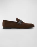 Image 1 of 6: TOM FORD Men's Sean Twisted Keeper Suede Penny Loafers