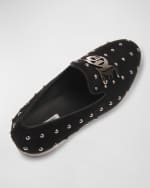 Image 4 of 5: John Galliano Paris Men's Studded Monogram Suede Smoking Slippers