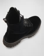 Image 4 of 5: John Galliano Paris Men's Lug Sole Velvet Combat Boots