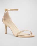 Image 4 of 5: Stuart Weitzman Nudistcurve Patent Ankle-Strap Sandals