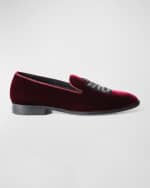 Image 1 of 4: Bikkembergs Men's Monogram Velvet Smoking Slippers