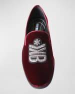 Image 4 of 4: Bikkembergs Men's Monogram Velvet Smoking Slippers