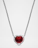 Image 1 of 2: David Yurman Chatelaine Heart Pendant Necklace with Gemstone and Diamonds in Silver, 10.3mm