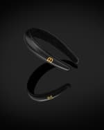 Image 5 of 5: Balmain Hair Puffed Leather Headband with 18K Gold-Plated Logo