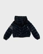 Image 2 of 3: Moncler Girl's Vonnes Logo-Print Jacket, Size 8-14