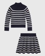 Image 2 of 2: Ralph Lauren Childrenswear Girl's Two-Piece Nautical Striped Sweater & Skirt Set, Size 4-6X