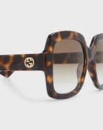 Image 3 of 5: Gucci Gradient GG Square Injection Plastic Sunglasses