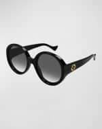Image 1 of 2: Gucci Interlocking GG Round Acetate Sunglasses