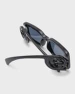 Image 5 of 5: Gucci Monochrome GG Rectangle Acetate Sunglasses