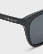 Image 2 of 4: Saint Laurent Logo Square Acetate Sunglasses