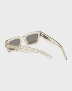 Image 2 of 5: Saint Laurent Men's Rectangle Acetate Sunglasses with Logo