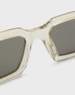 Image 5 of 5: Saint Laurent Men's Rectangle Acetate Sunglasses with Logo