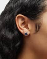 Image 2 of 5: Neiman Marcus Diamonds 18K Sapphire and Diamond Flower Post Earrings, 0.24tcw