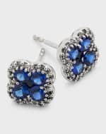 Image 4 of 5: Neiman Marcus Diamonds 18K Sapphire and Diamond Flower Post Earrings, 0.24tcw