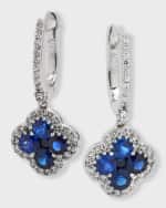 Image 4 of 5: Neiman Marcus Diamonds 18K Sapphire and Diamond Flower Hoop Drop Earrings, 3.23tcw