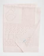 Image 1 of 2: Ralph Lauren Childrenswear Girl's Pointelle Teddy Bear Blanket