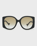 Image 1 of 5: Gucci Raised Interlocking GG Acetate Butterfly Sunglasses