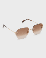 Image 1 of 5: Cartier Rimless Square Metal Sunglasses