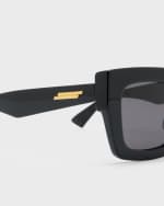 Image 3 of 5: Bottega Veneta Raised Logo Acetate Cat-Eye Sunglasses