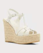 Image 5 of 6: Saint Laurent Tribute Leather T-Strap Espadrille Sandals