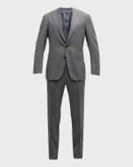 Image 1 of 6: Canali Men's Micro-Geometric Wool Suit