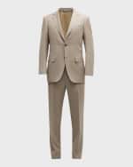 Image 1 of 6: Canali Men's Solid Wool Twill Suit