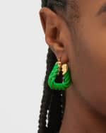 Image 2 of 5: Bottega Veneta Leather Twist Triangle Hoop Earrings
