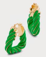 Image 1 of 5: Bottega Veneta Leather Twist Triangle Hoop Earrings