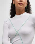 Image 5 of 5: Bottega Veneta Pillar Twisted Hoop Earrings, Palm Green