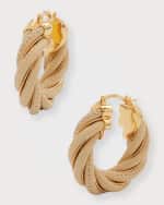 Image 4 of 5: Bottega Veneta Leather Twist Hoop Earrings