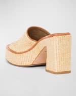 Image 2 of 4: Bernardo Kenny Raffia Platform Mule Sandals